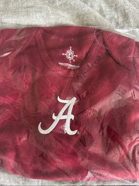 Crimson Graphic Alabama girls onsie with White Script "A" skirt